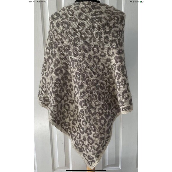 Nardi & Tagliaferri Mohair Wool Blend Leopard Print Poncho Sweater One Size - Picture 2 of 7